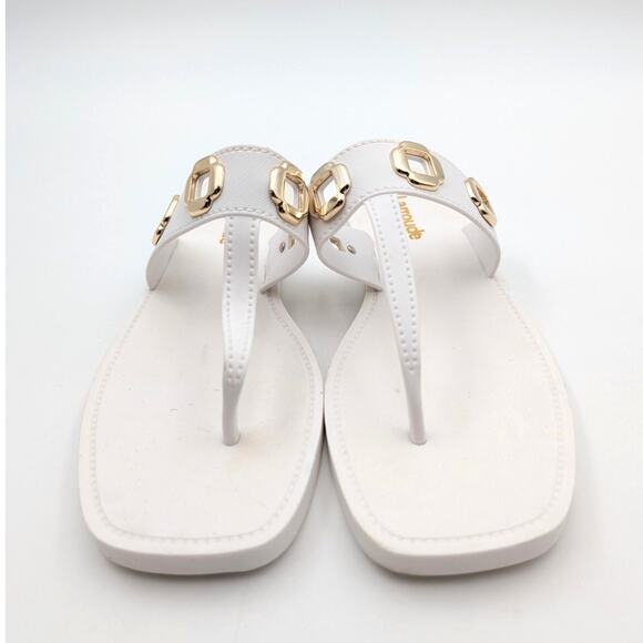 Larroude Milan Jelly Thong Sandal Lightweight Women's White Size US8/9 EU39/40 - Picture 2 of 10